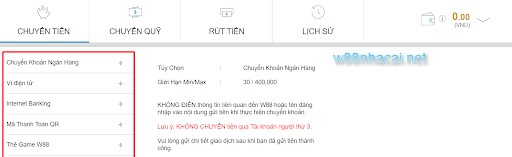 Nên chọn phương thức gửi tiền W88 thuận tiện nhất