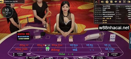 Giao diện bàn chơi game Rồng Hổ W88